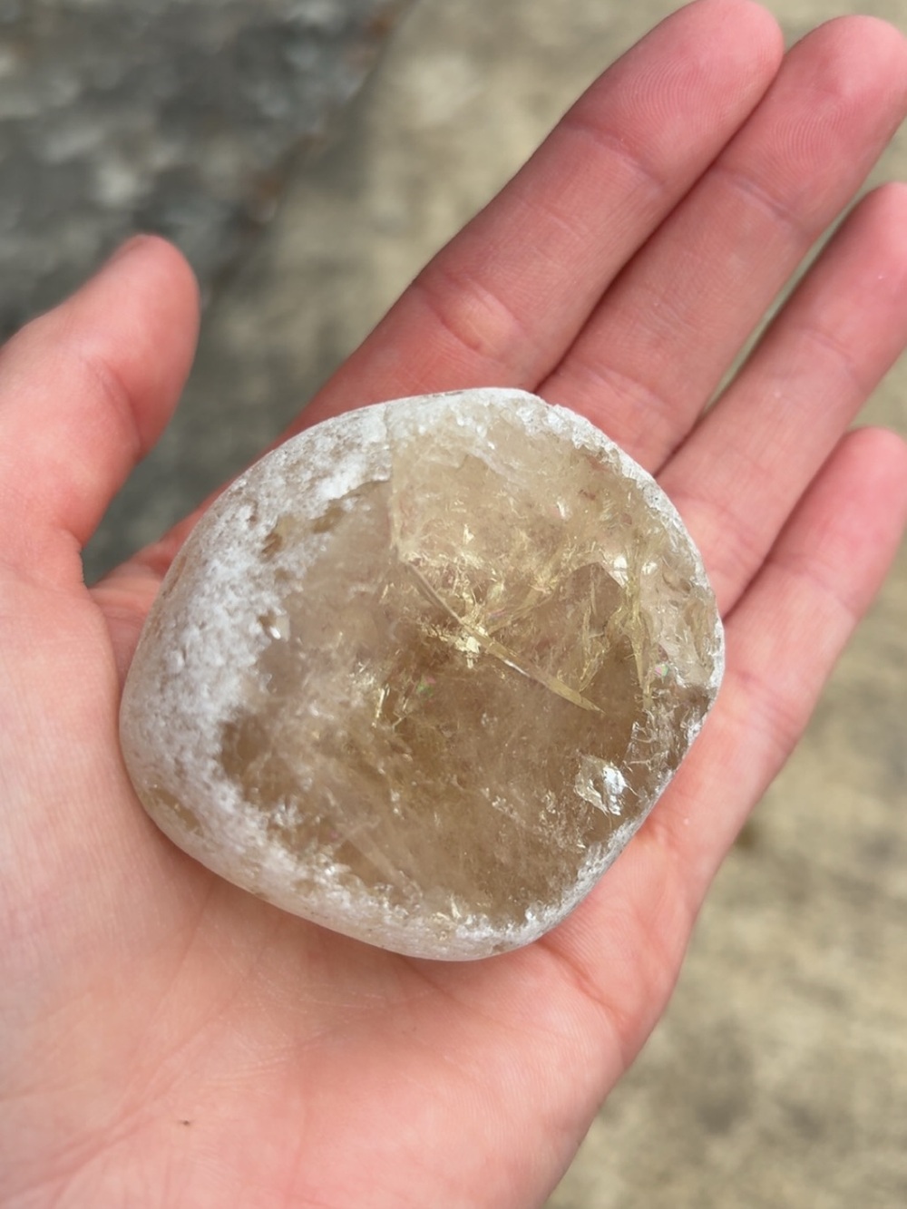 Polished Citrine Palm Stone - Golden Yellow Crystal